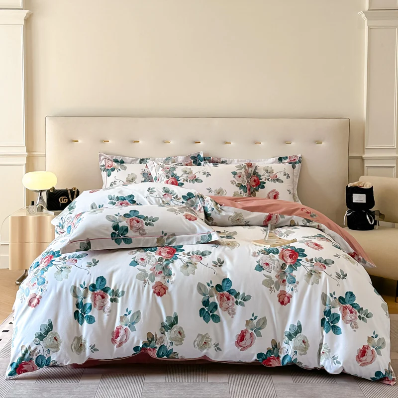 

Комплект постельного белья из египетского хлопка, 3 предмета: пододеяльник и 2 наволочки, новый, в скандинавском стиле, с принтом, мягкий, приятный для кожи и дышащий