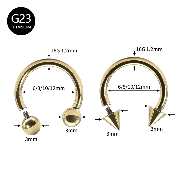 G23 Titanium Septum Ring 16G Circular Barbell Horseshoe Nose Ring Ear Cartilage Hoop Internally Threaded Body Piercing Jewelry