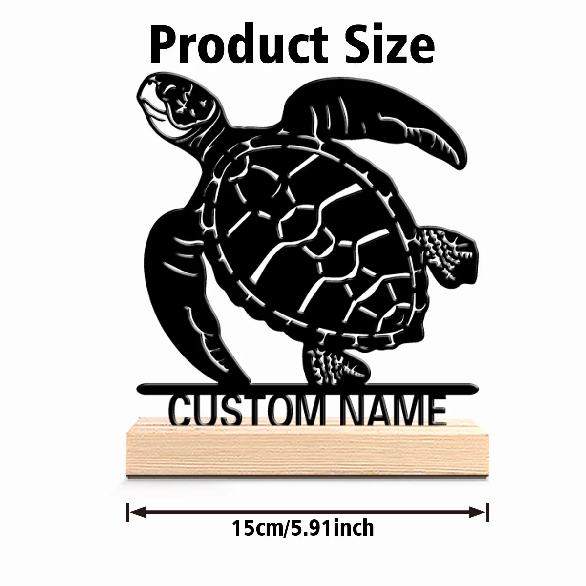 1pc Weird Personalized Custom Sea Turtle Metal Statues Wooden Base Lighting for Office Workshop Modern Rustic Steampunk Themes