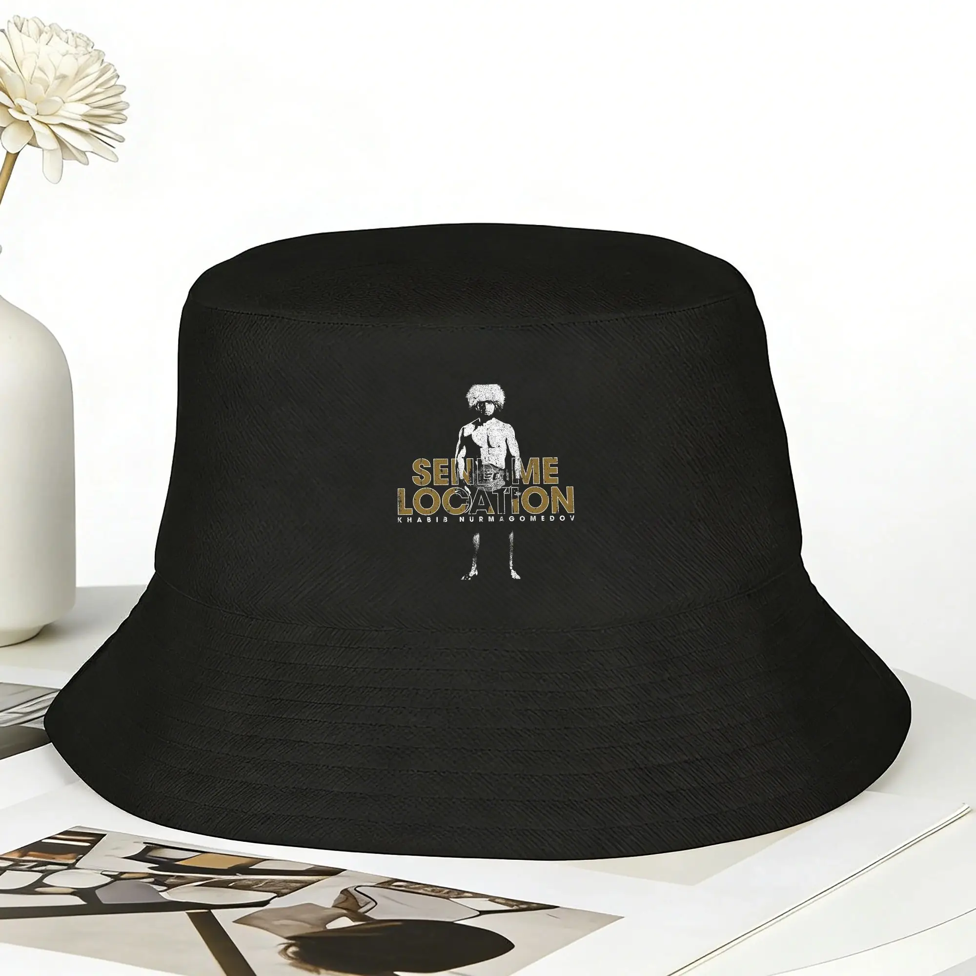 Send Me Location Khabib  Variant Bucket Hat Hip Hop Fisherman Caps For Men Classic Travel Hiking Visor Hats Soft Fold Design Cap