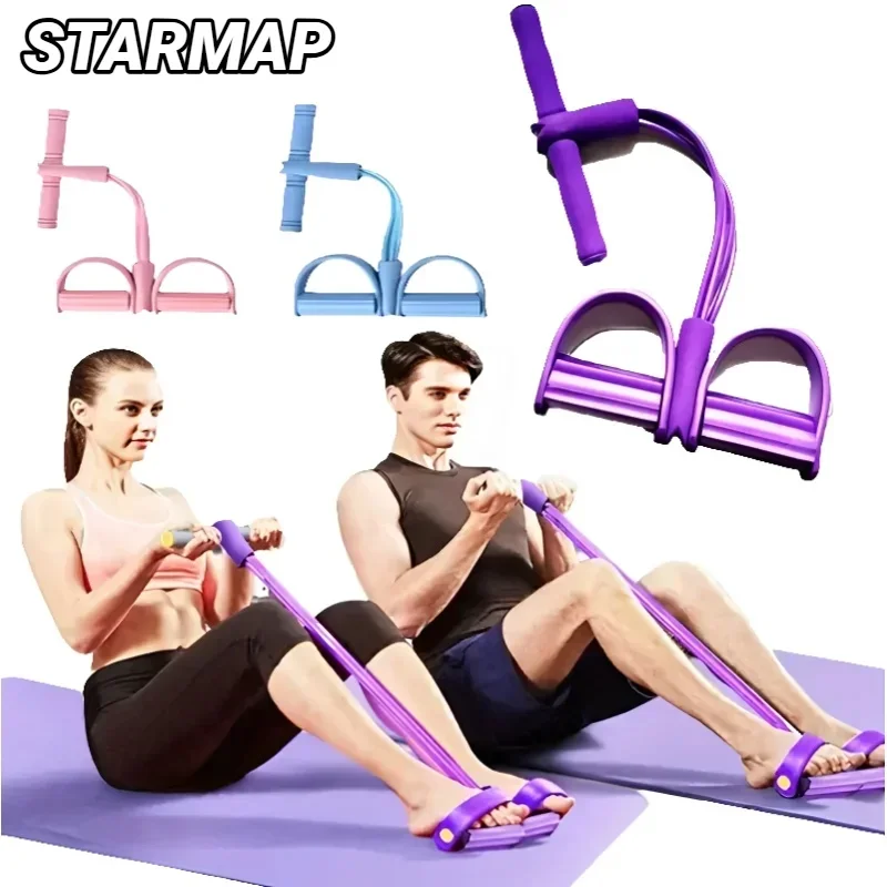 4-Rohr-Pedal-Spannseil Multifunktionales Fitness-Elastikband für Yoga, Bauch- und Körperübungen