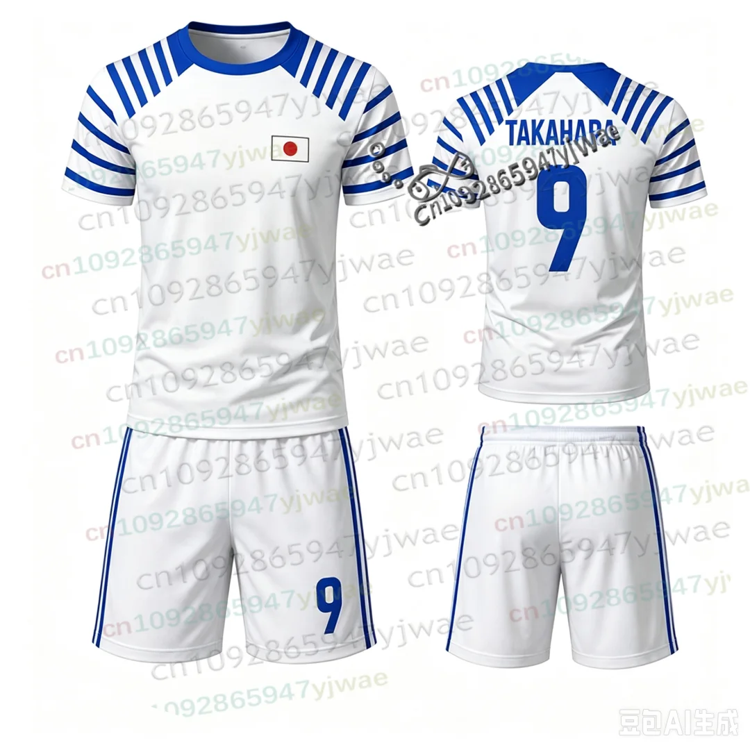 Anime Captain Tsubasa 10 Nankatsu Japanese Flag Tee Shorts Set Breathable Sportwear Women Men Soccer Tshirt Set 2 Piece Set