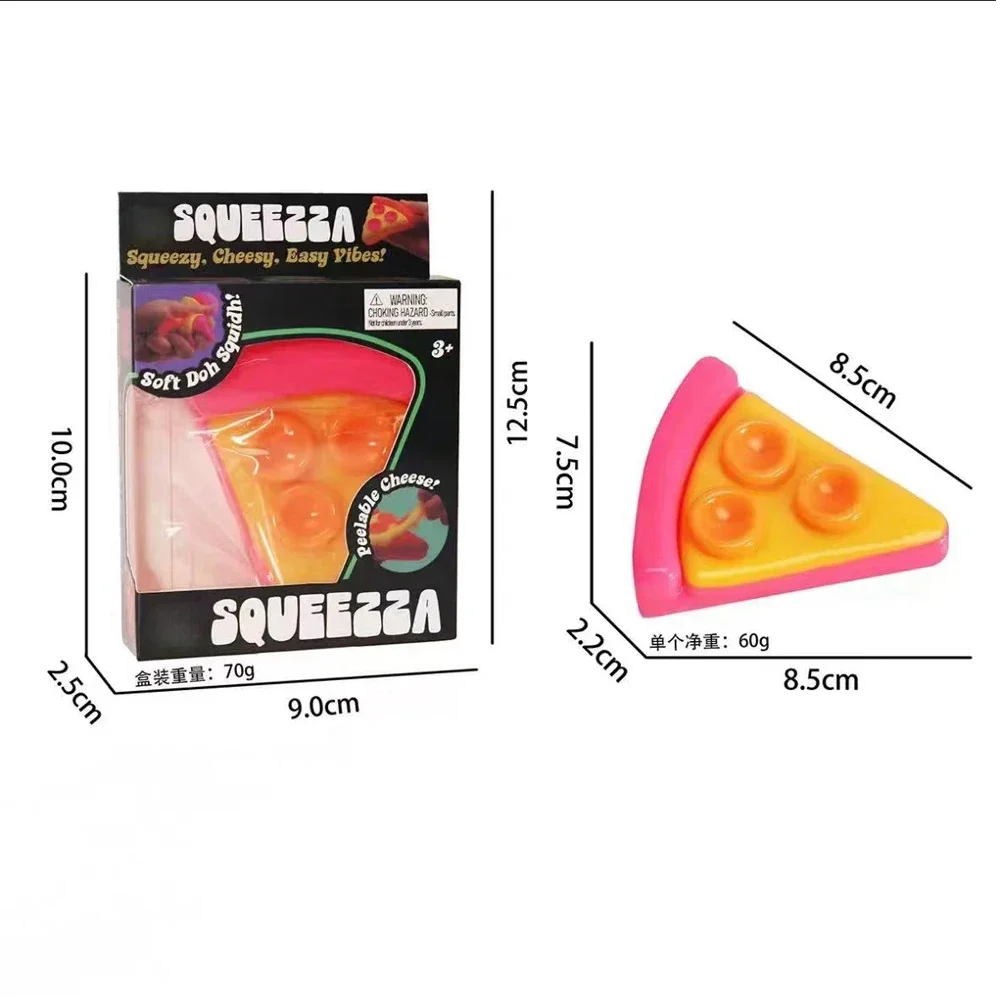 Pizza Sensory Fidget Cube Fun Gift Stress Relief Squishy Cube Anti-Anxiety Squeeze Object For Focus ADHD Population