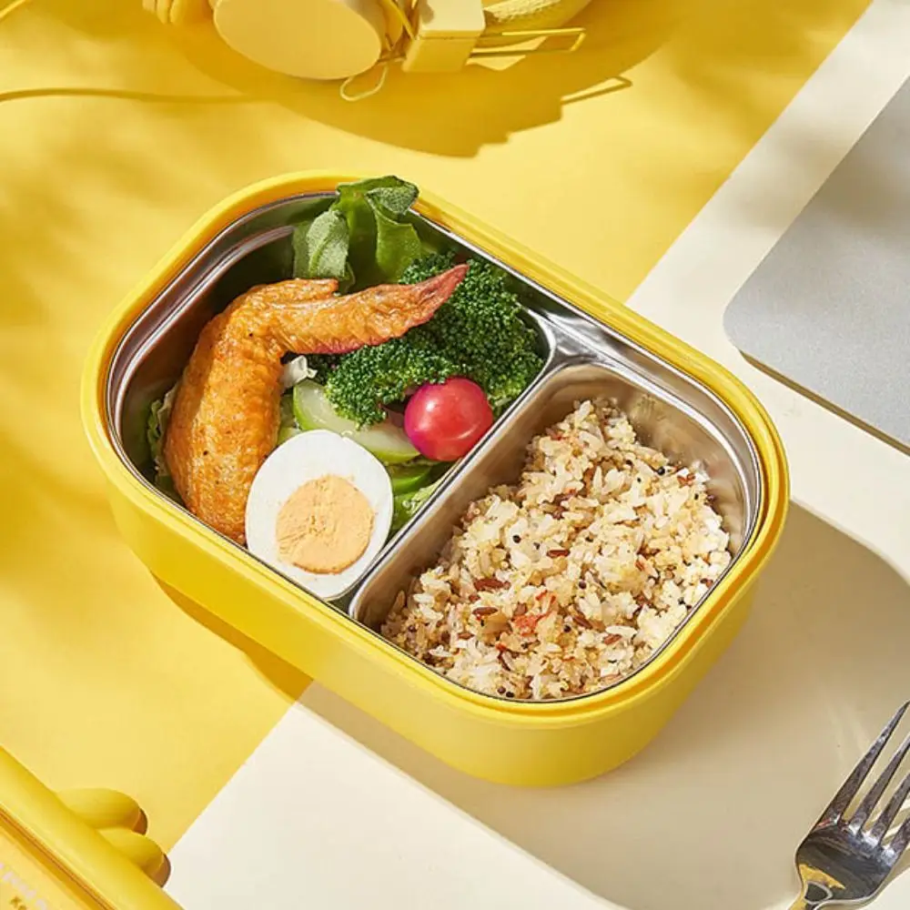 Stainless Steel Duckling Lunch Box 1000ml 2 Compartments Lunch Container Leak-Proof Insulation Food Storage Box Camping