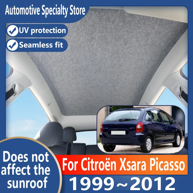 For Citroën Xsara Picasso 1999~2012 2011 Car Sunroof Insulation Roof Visor Electrostatic Adsorption Suede Fabric Sun Protection