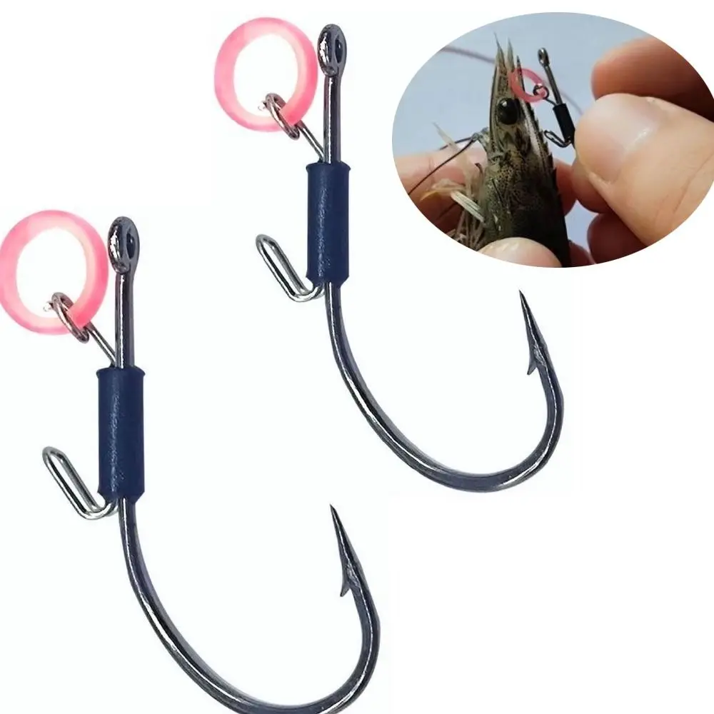 10pcs Third generation Live Shrimp Bait Hooks Pickerel Wacky Weedless Worm High-carbon Steel Fishhook Soft Worm Wide Gap