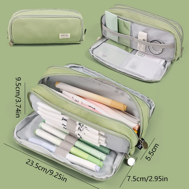 1PC Large Capacity Pencil Case 3 Compartment Multifunctional Pen Bag For Girls Boy School Student Office Stationery Organizer