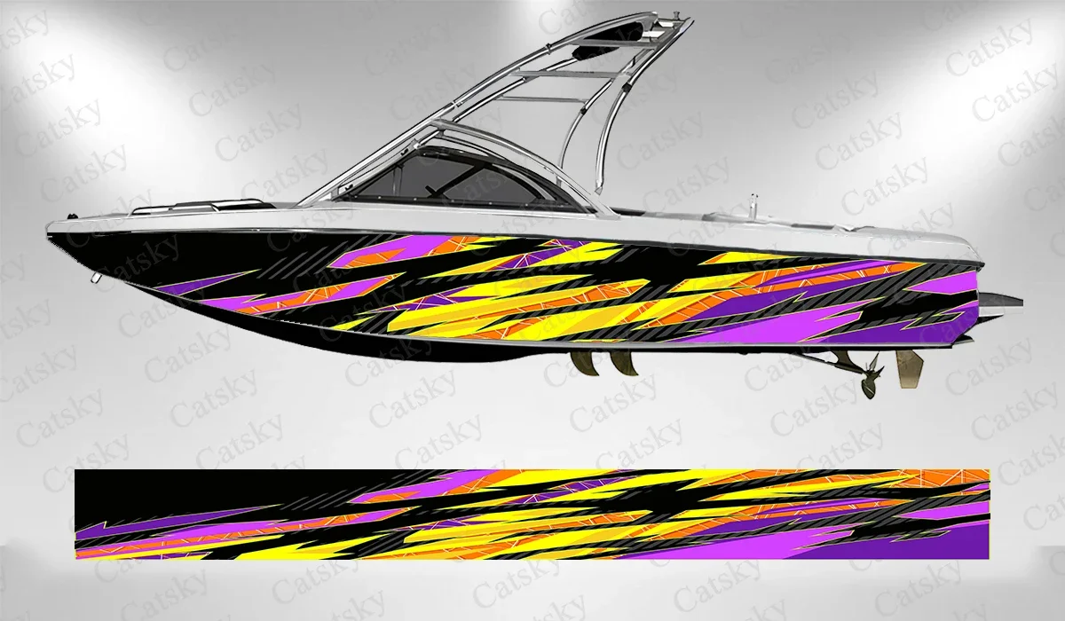 Geometric colorful lines abstract irregular Boat sticker vinyl boat pontoon deck boat fishing decorative pontoon boats decal