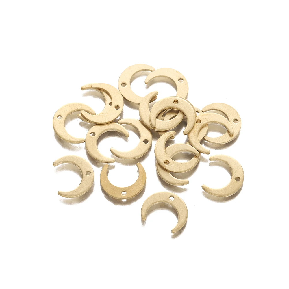 50Pcs Raw Brass Crescent Moon Charms Celestial Pendant for Diy Earrings Necklace Bracelet Jewelry Making Findings Accessories