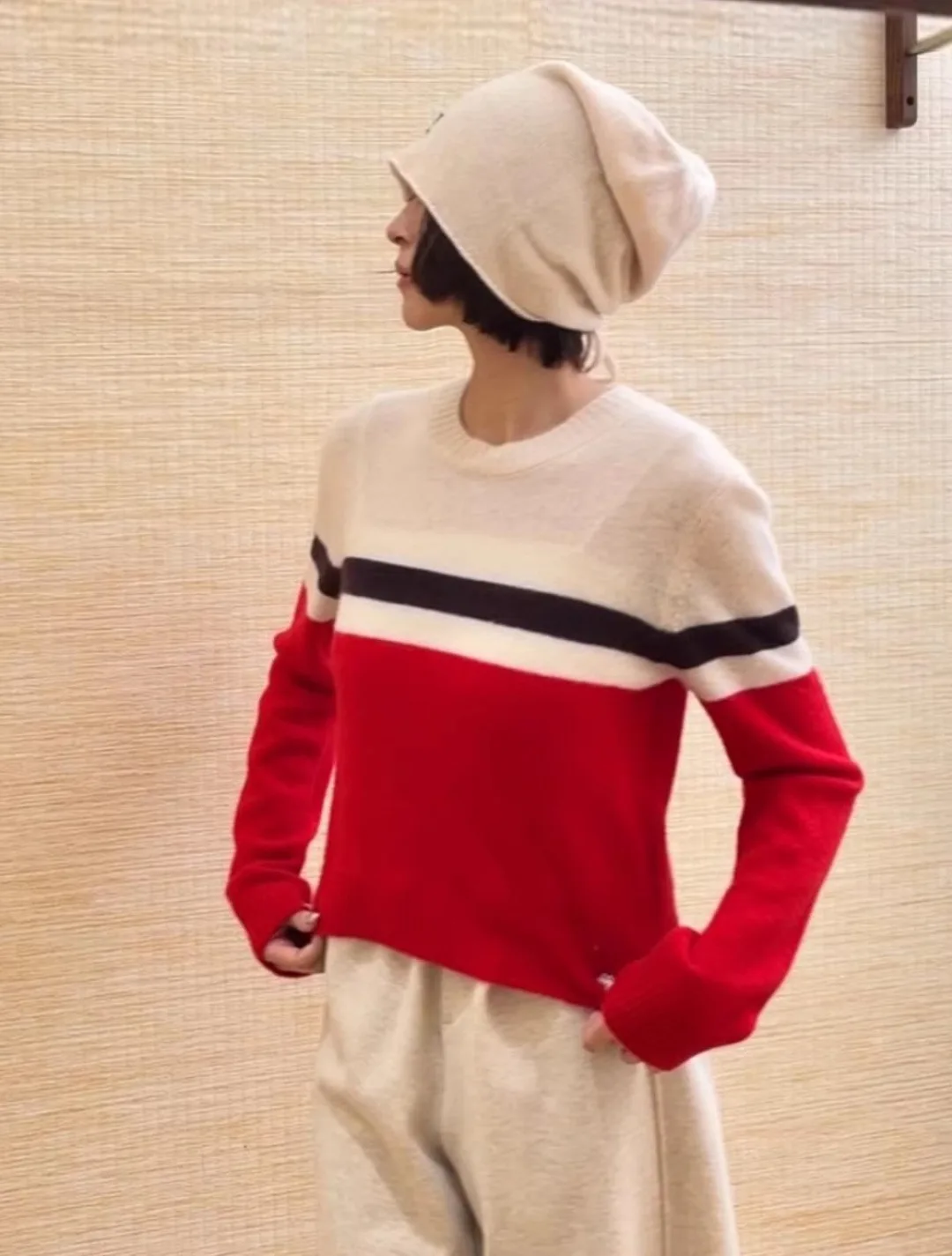 

MOSA 2026 New Sle Women's Knitted Sweater Slim Fit Soft Wool Stripe Design Commute Faion round Ne Long Sve Top