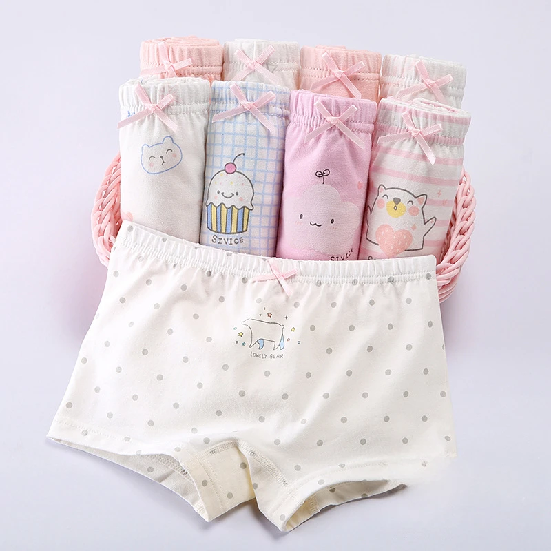 4PCS Girls Cotton Antibacterial Panties Kid Thin Breathable Cartoon Briefs 2+y Young Child Underwears Toddler Cute Soft Knickers