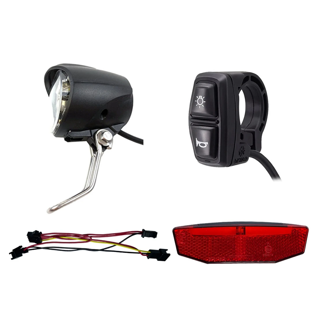 Ebike Light Set Include Ebike Headlight Electric Bike Tail Lamp DC 12V 24V 36V 48V 52V 72V LED Electric Bike Light Set