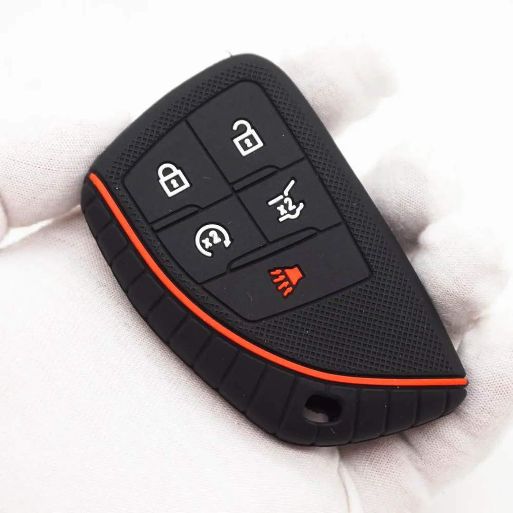 Cocolockey Silicone Car Key Remote Cover Case Fob for Chevrolet Corvette Suburban Tahoe for Cadillac CT4 CT5 Smart Key 5 Button