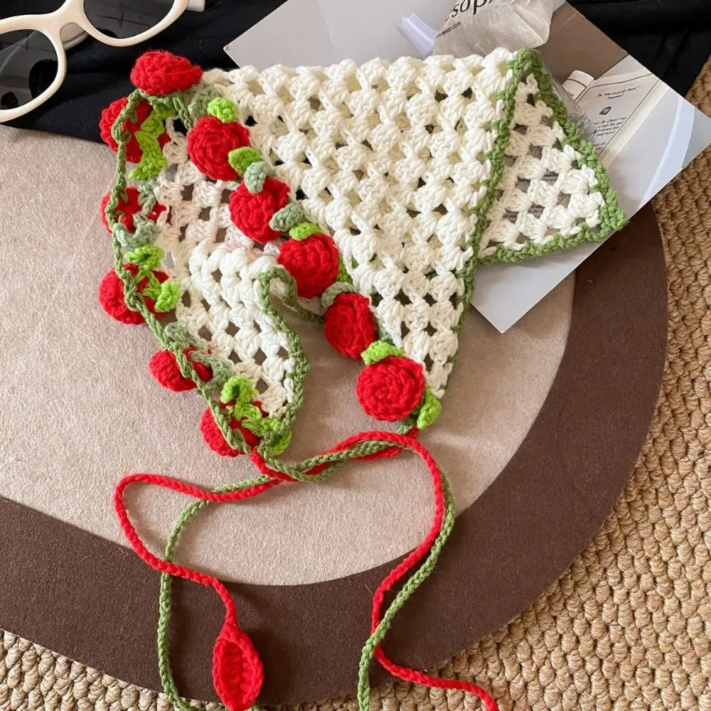 

Vintage Hair Band Knitted Headband Flower Bohemian Triangle Turban Ethnic Style Girl Hair Accessories Crochet Bandana Children
