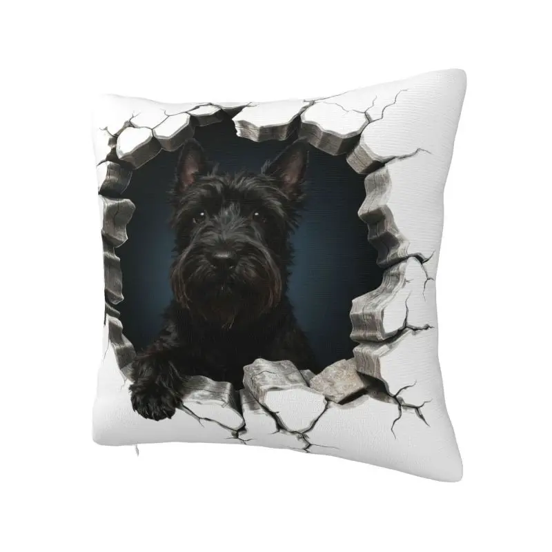 Breaking Through Scottish Terrier Throw Pillow Case Home Decorative 3D Print Sofa Chair Cushion Cover Polyester Soft Pillowslip