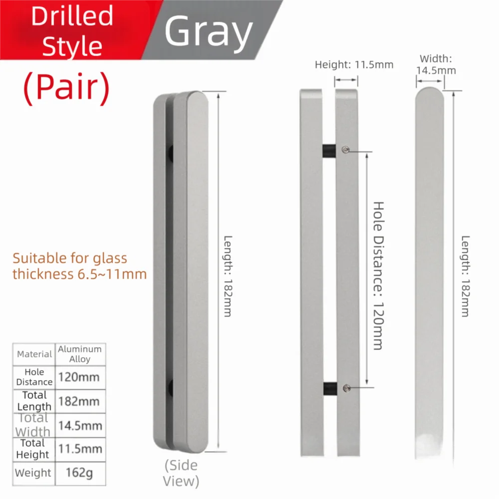 

Matte Black Aluminum Alloy Strip Silver Strong Adhesive Narrow Frame Handle Waterproof Moisture Proof Shower Room Handle