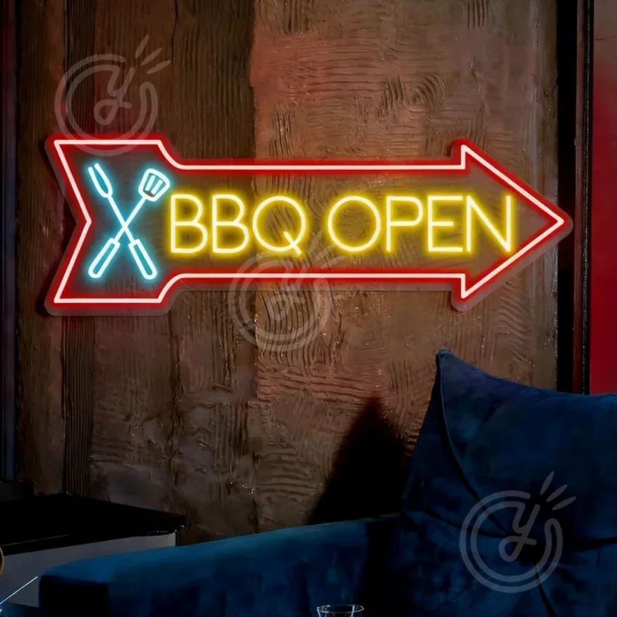 Custom BBQ Led Neon Sign Neon Handmade Barbecue Wall Signage Grill Restaurant Neon Light BBQ Korean Decor Indoor Decoration Logo