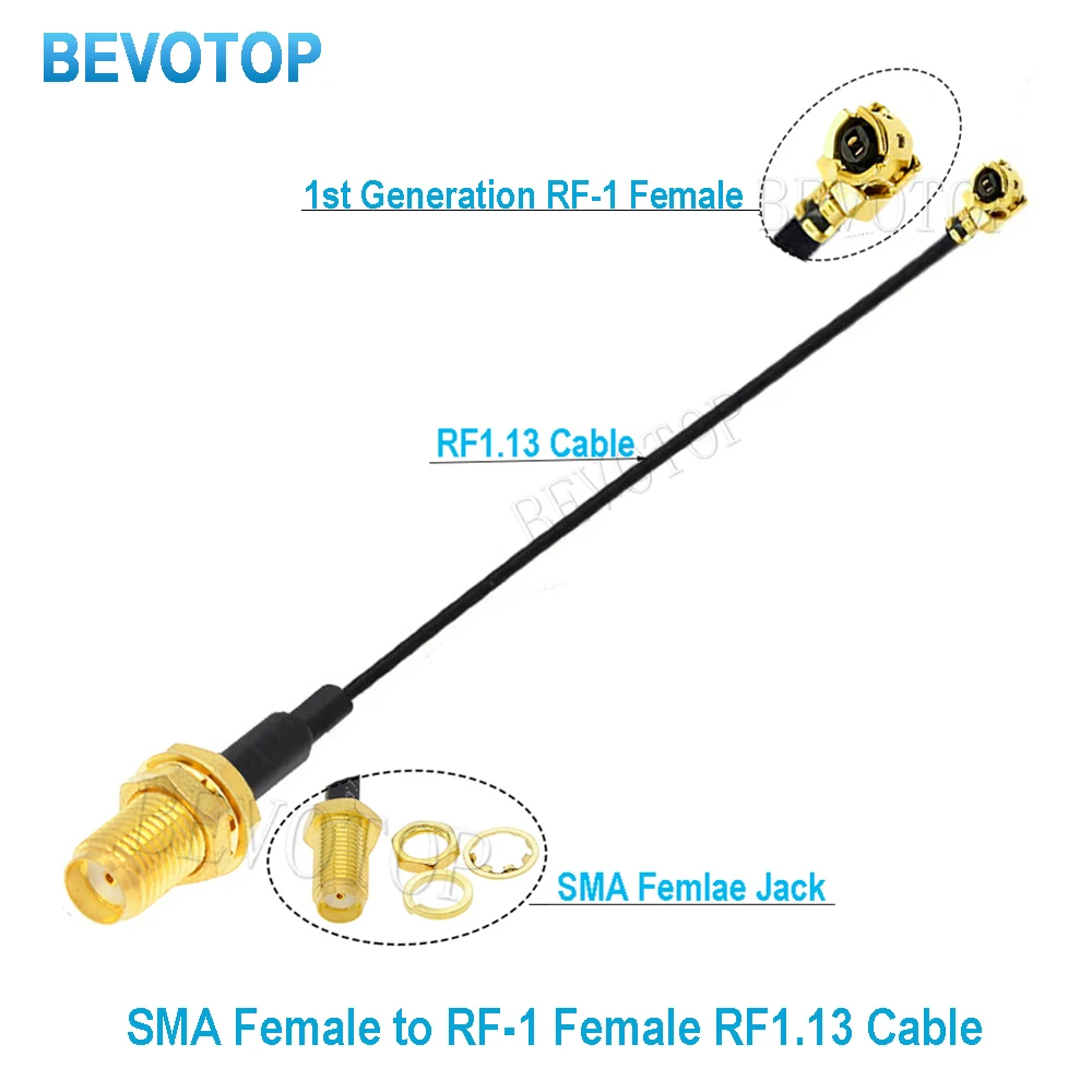 10PCS/LOT RP-SMA/ SMA Female to uFL/IPX-1 Female Connector RF Coax Pigtail Antenna Extension Jumper RF1.13 SMA to IPX Cable
