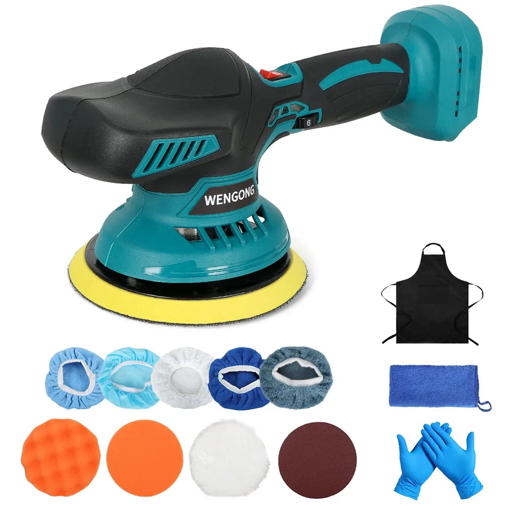 5000RPM 150mm Cordless Polisher 6 Gears Rechargeable Car Polishing Machine Electric Rotary Tool For Makita 18V Battery