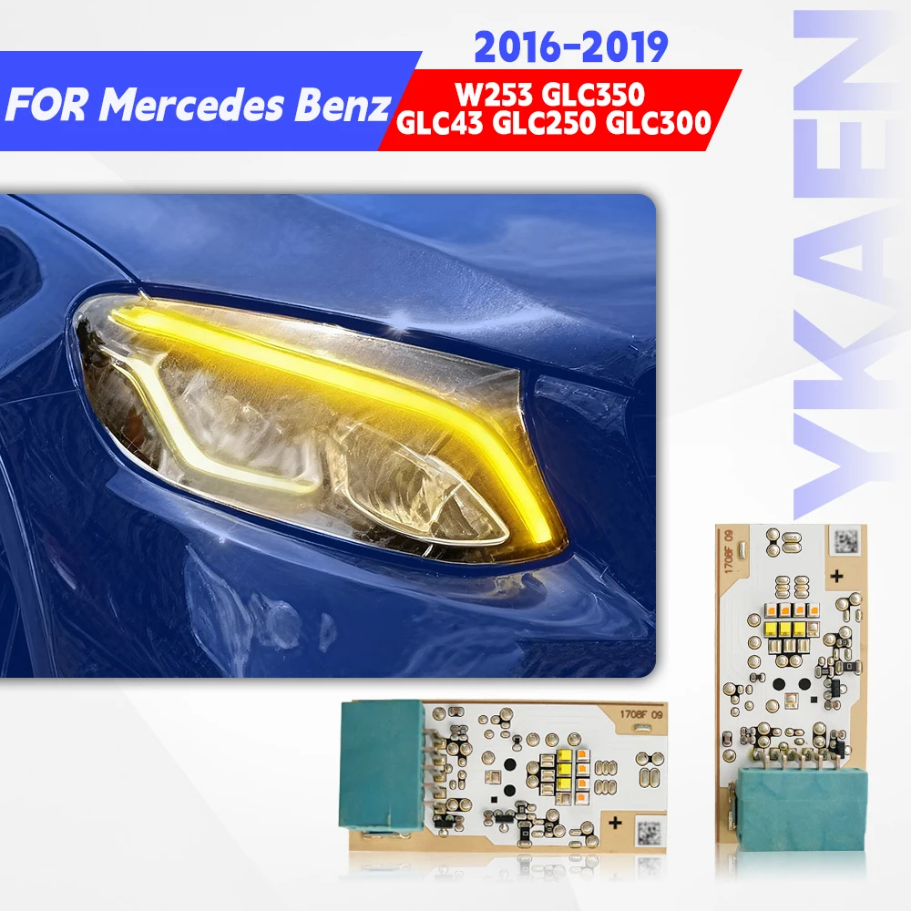 

Светодиодная плата Yellow Angel Eyes DRL для Mercedes Benz W253 GLC Class GLC250 GLC220 GLC200 GLC300 Светодиодная фара дневного света