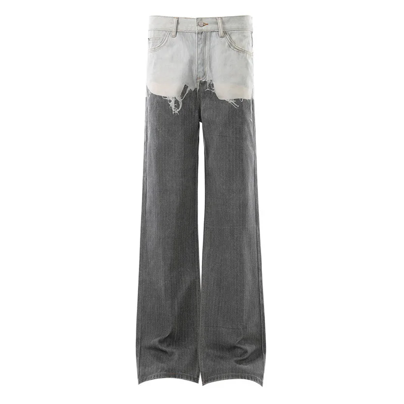 Tie Dye Printed Hip Hop Jeans Pants Streetwear Harakuju Straight Denim Trousers For Male Hi Street