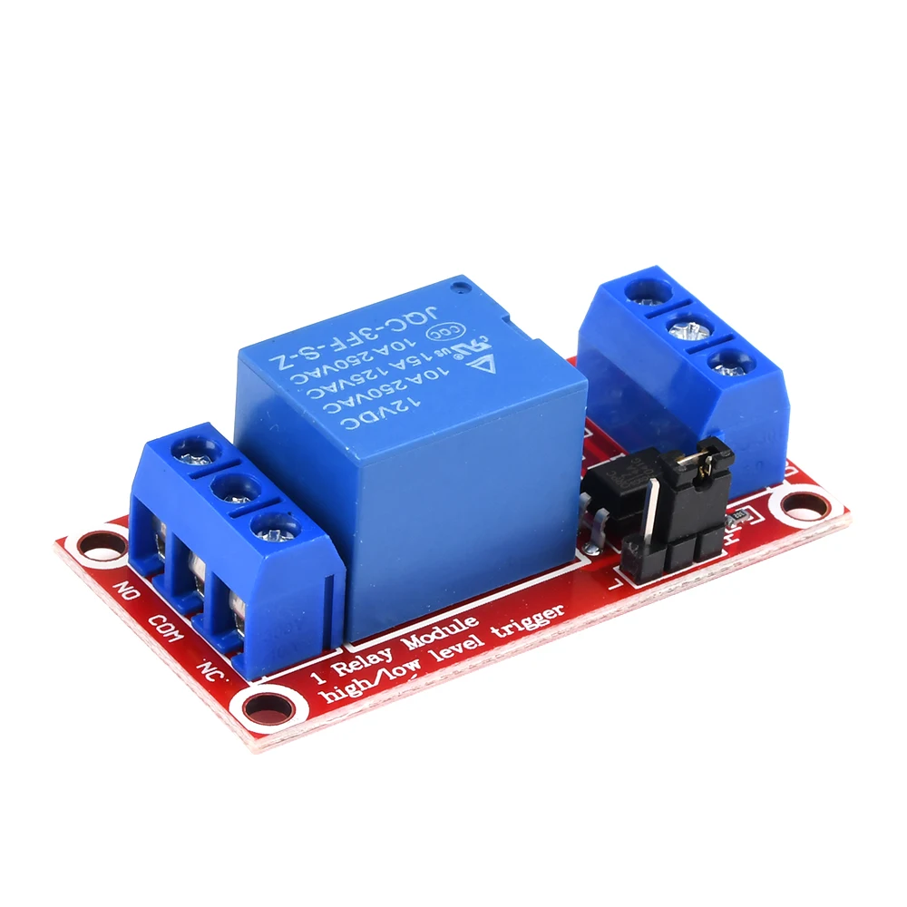 Módulo de Relé com Suporte Optoacoplador, Alto e Baixo Nível Gatilho, Módulo de Alimentação para Arduino, 1 Canal, 5V, 9V, 12V, 24V