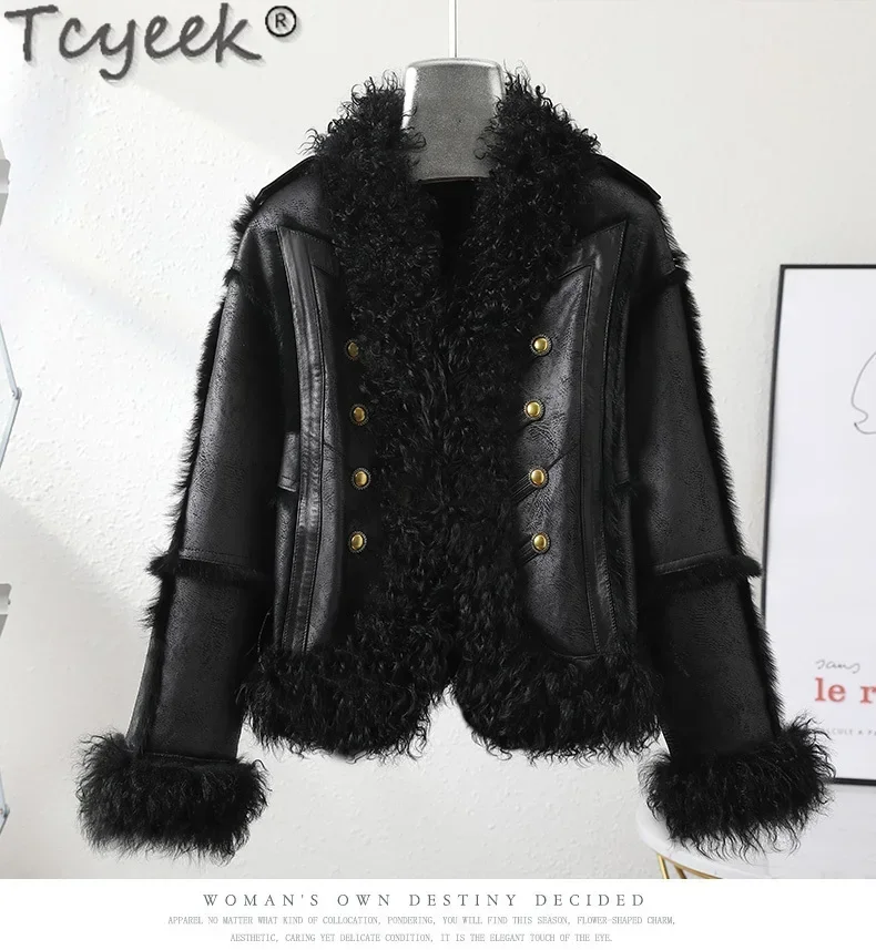 

Tcyeek Real Rabbit Fur Jacket Women Winter Jackets for Women 2023 New in Outerwear Women's Real Fur Coats Warm Wool Fur Collar