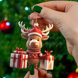 Cute Cartoon Elk Christmas Hanging Oranments Merry Christmas Decor for Home Navidad Natal Xmas Tree Pendants Gift Party Supplies