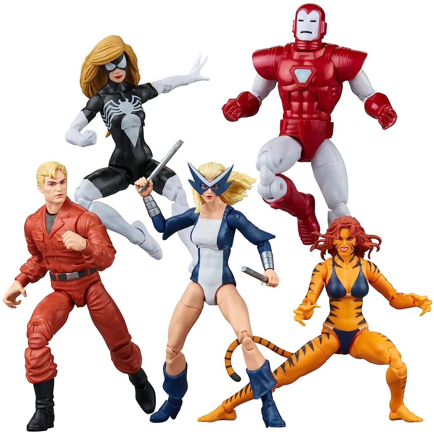 Marvel Legends The West Coast Avengers Ironman Tigra Spider Woman Mockingbird Hank Pym 5-Pack 6