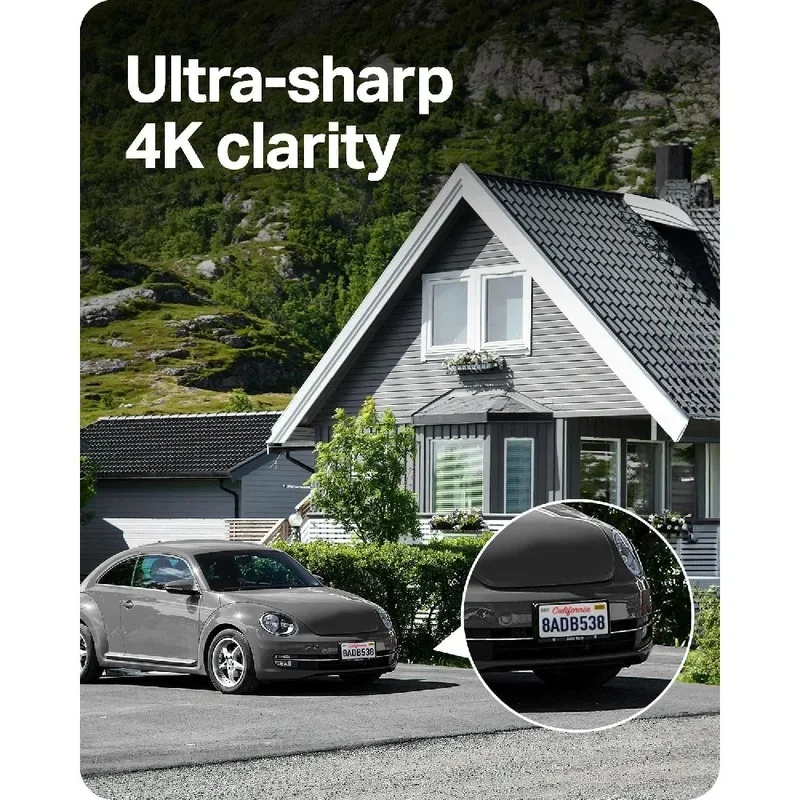 4K Outdoor Pan/Tilt Wireless Security Camera Battery with Solar Charging 360° Motion Track 24/7 Capture Person/Vehicle Detection
