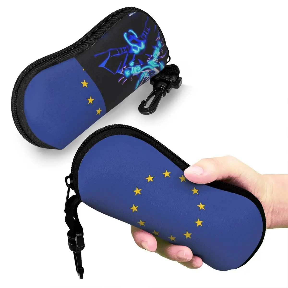 

European Union EU Flag Shell Glasses Case Protective Sunglasses Box Women Men Soft Eyeglass Bag Pouch