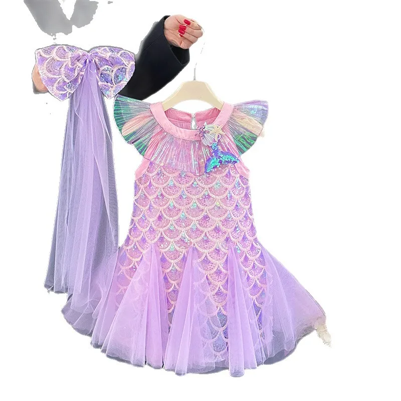 

2025 New Girls' Summer Mermaid Dress 2025 New Style Little Girl Baby Glitter Skirt Children's Elegant Princess Skirt