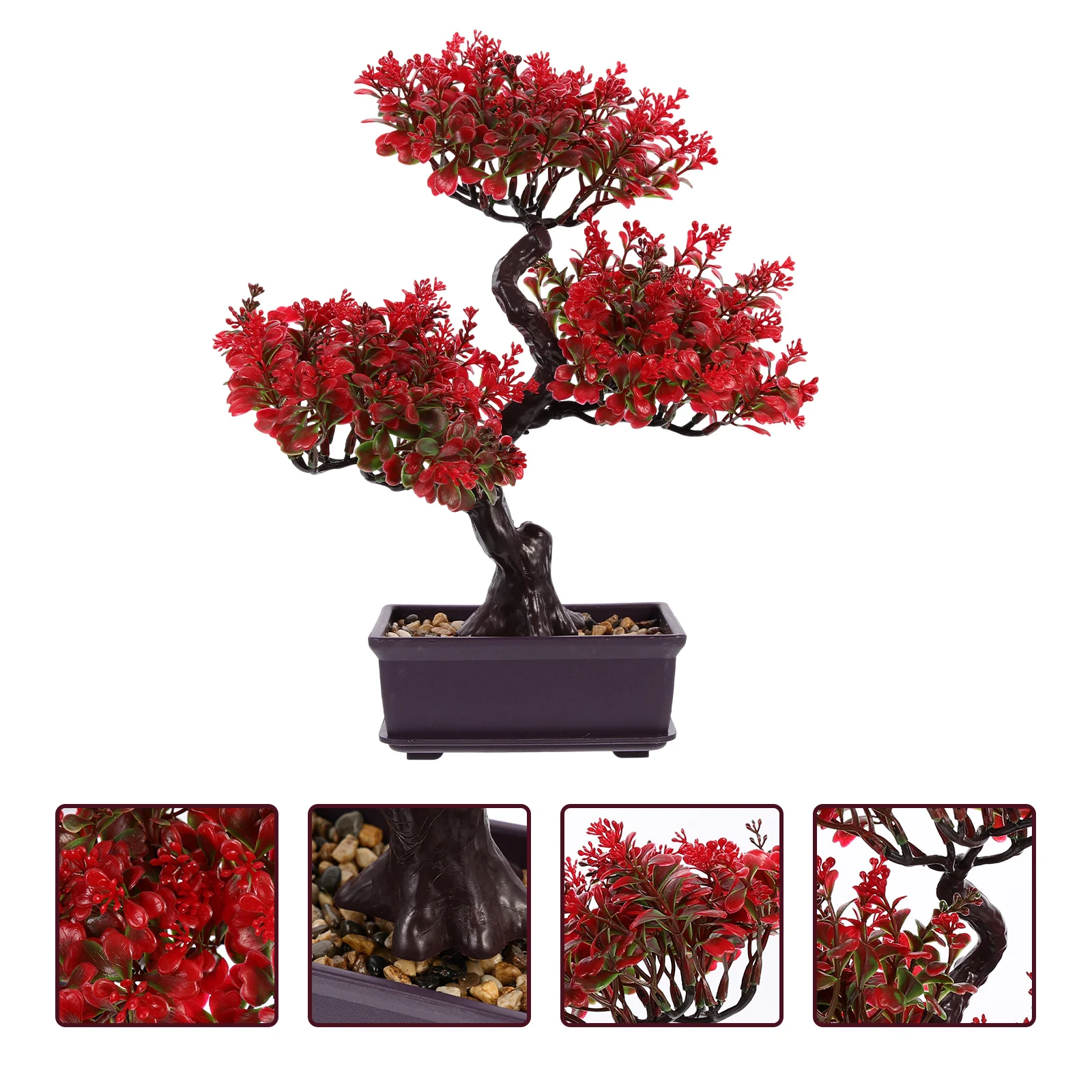 Red Artificial Plant Life Like Simulation Simulation Green Plants Greenery No Maintenance Fake Decor for Home Office
