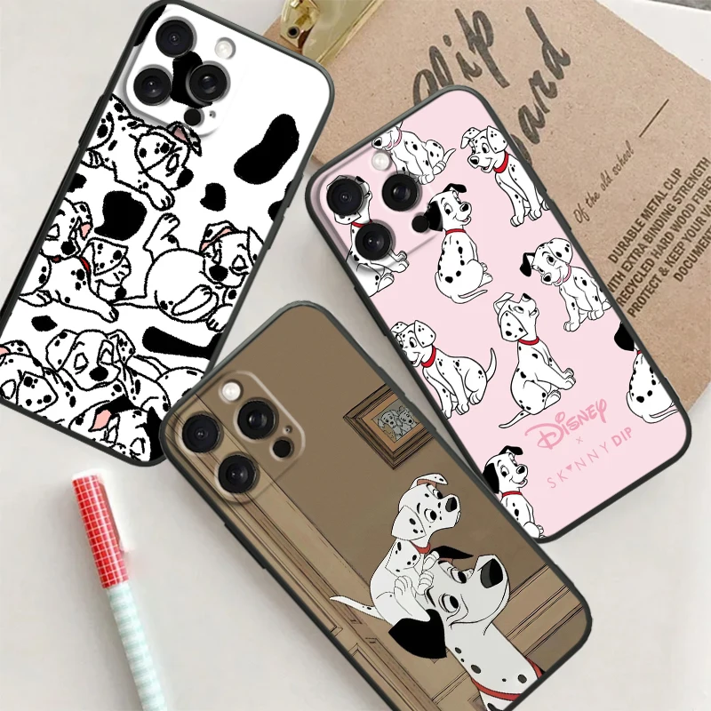 101 Spotted Dog Disney Cute For iPhone 15 14 13 12 11 XS XR X 8 7 SE Pro Max Plus Mini Black Cover Phone Case