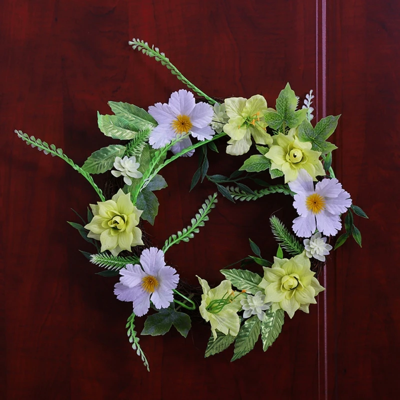 Décoration de guirlande de feuilles de fleurs artificielles, couronne de printemps pour la décoration intérieure, ornement de porte d'entrée de Pâques suspendu, entrée de jardin, 30cm