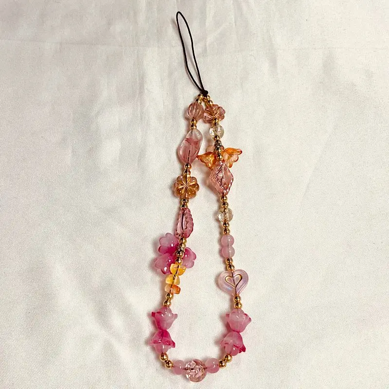 Fashion Women Beaded Phone Charm Strap Ins Wrist Hanging Ornament Phone Case Keychain CCD Camera Anti-Lost Lanyard - náhled 5