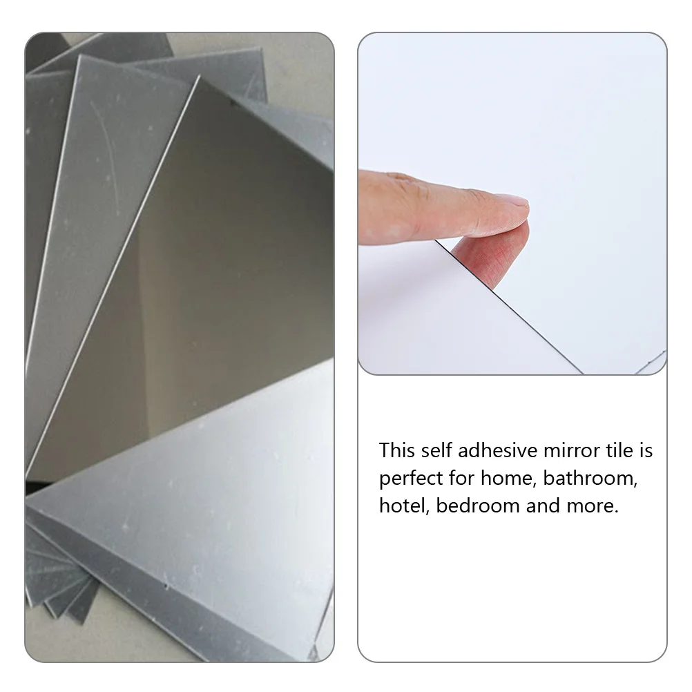 

4Pcs Mirror Tiles Self Adhesive Frameless Acrylic Wall Mirror Stickers for Home Bathroom Bedroom Wall Decoration