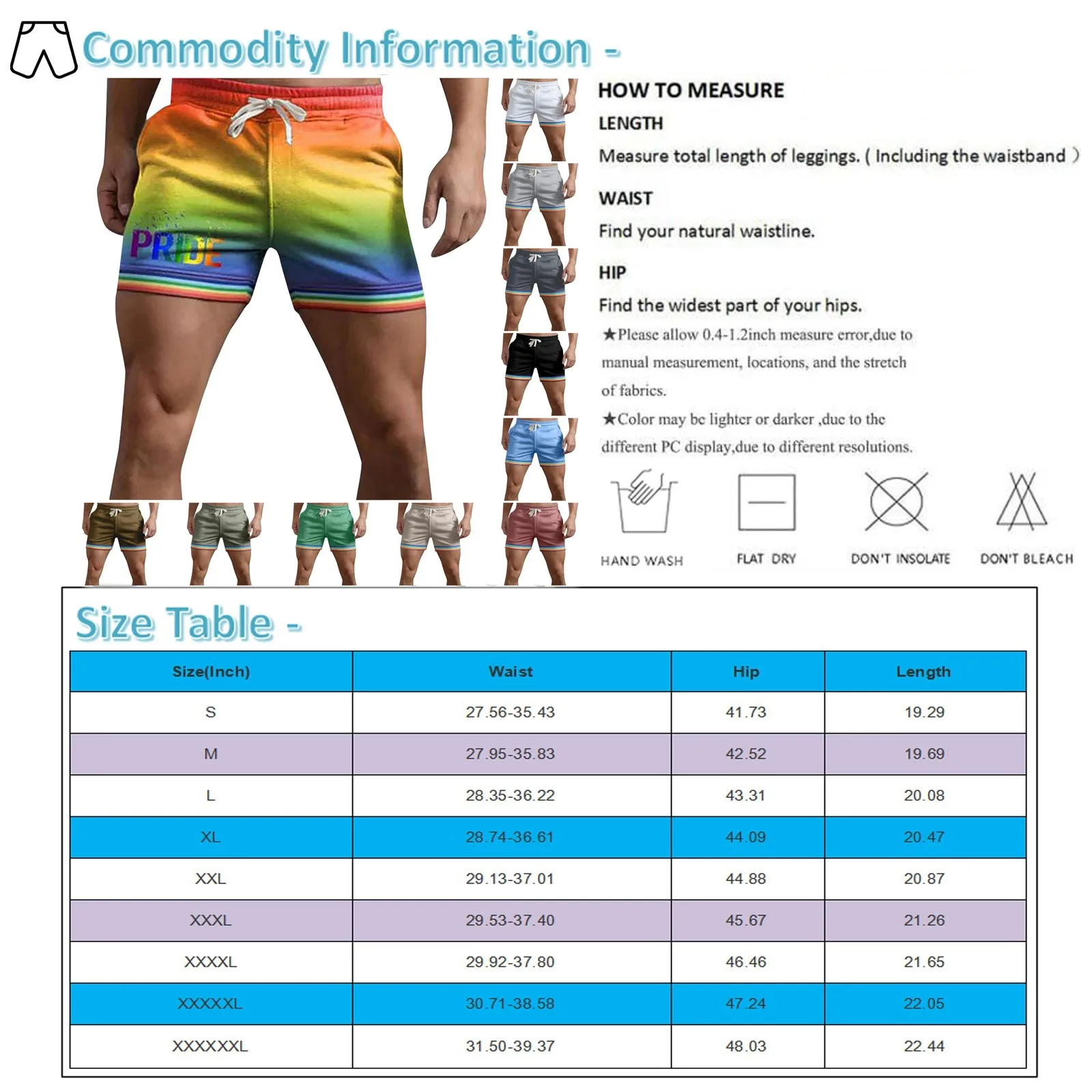 Men Shorts Fashion Men bodybuild fitness pants Plus Size Casual Men\'s Rainbow Pride Striped Casual Shorts outdoor Sports Shorts