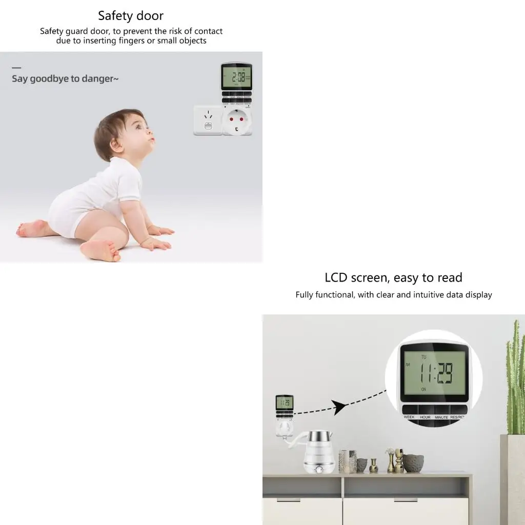 Programmable Outlet Unit with Display, Weekly 12/24 Hour Power Scheduler, European Outlet Format for Household high quality