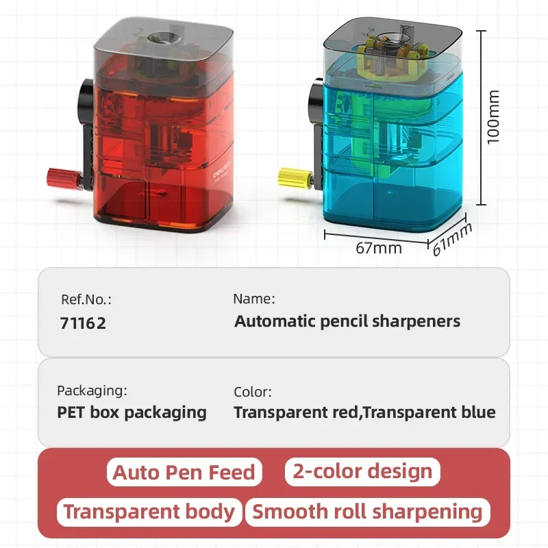 Imagem -03 - Deli-rotary Lápis Sharpener Cores Transparentes Lápis Cortador Escritório e Escola Tabela Sharpener Art Pencil Auto Pen Feed Design