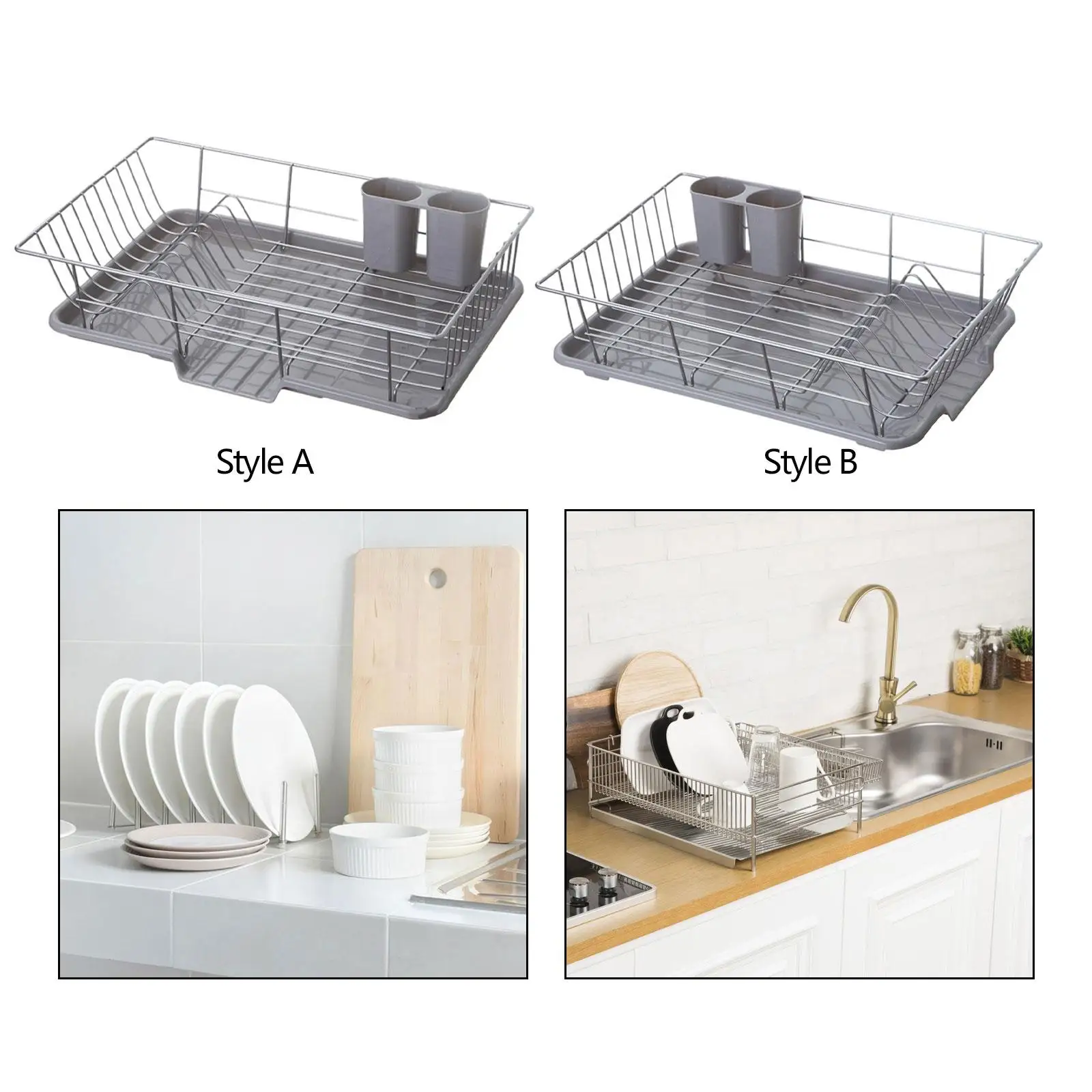 Dish Drying Rack Portable Counter Dish Drainer for Kitchen Cups Plates