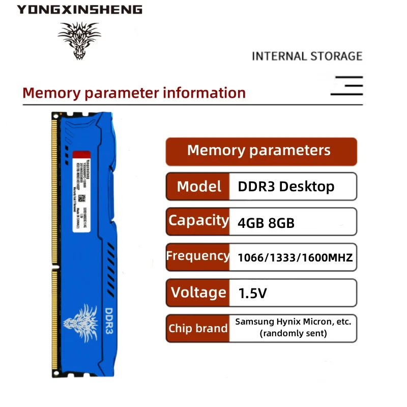 DDR3 4GB 8GB 1600MHz PC3-12800 240Pin CL11 DIMM Desktop Computer Cooling Vest Memory 1.5V RAM Computer parts memoria US stock