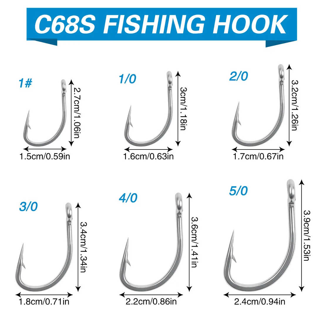 15Pcs Stainless steel Fishing Hooks Saltwater Circle Hooks Sharp Barbed Live bait fishhooks Crank Carp fishing hooks Tackle tool