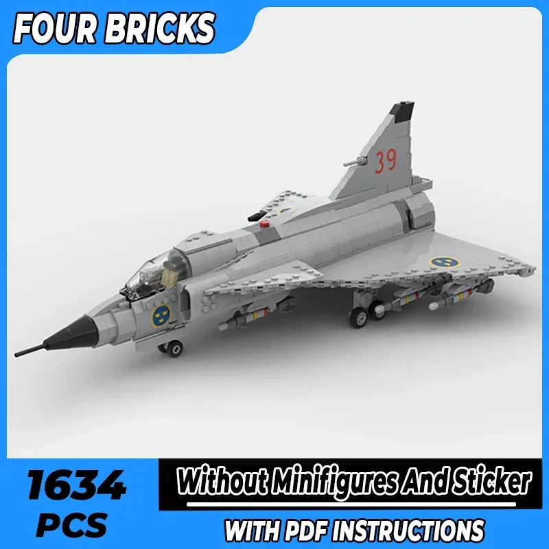 

Moc Building Bricks Military Model 1: 35 JA AJ-37 Viggen Fighter Technology Modular Blocks Gift Christmas Toys DIY Sets Assembly