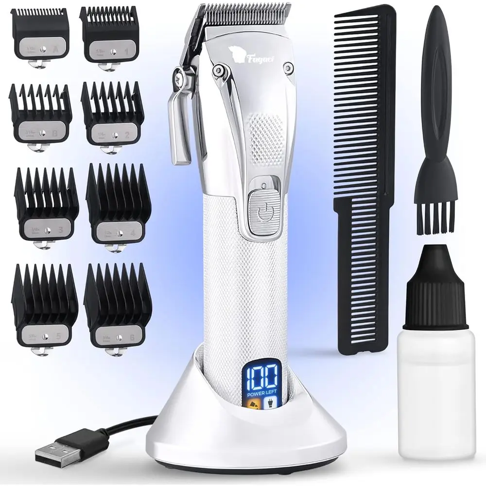 Pro Cordless Barber Clippers Set with Turbo Power and Precision Blades for Men's Haircut