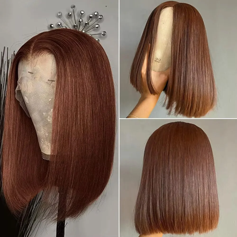 

#4 Bob Human Hair Wig 13x4 Transparent Lace Bob Wig Short Brazilian Bob Human Hair Pre Plucked Wigs 14 Inch For Black Women