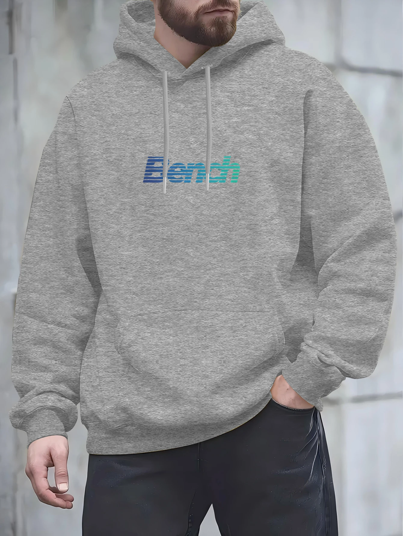 The 2025 autumn new men's sweatshirt with line text printed adult casual and comfortable sweatshirt pullover