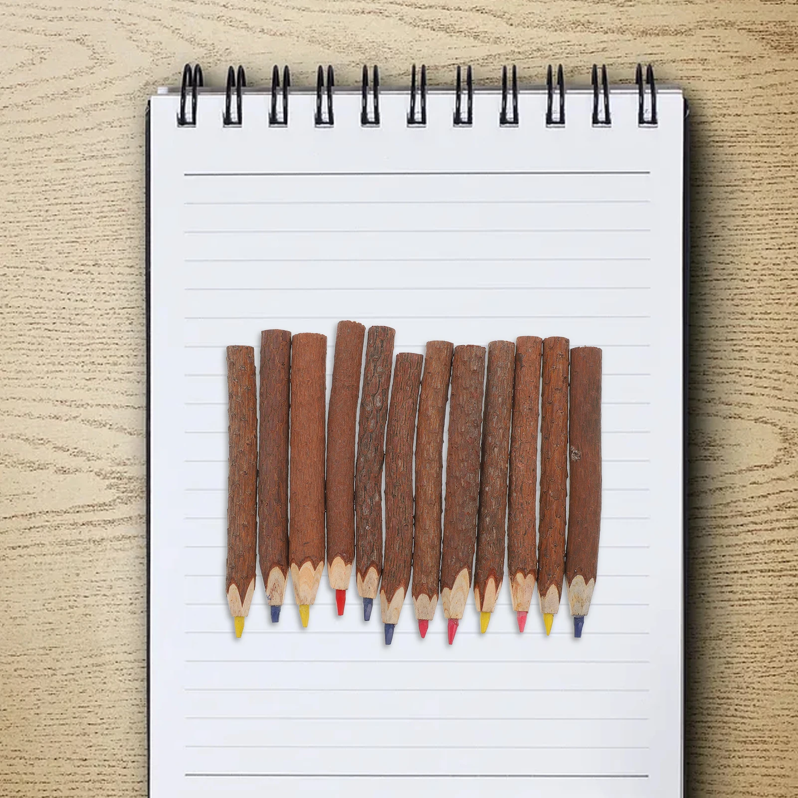 

12pcs Colored Pencils Aesthetic Branch Twig Bark Wooden Coloring Safe Non Toxic Ideal Gift Creativity Children Brides