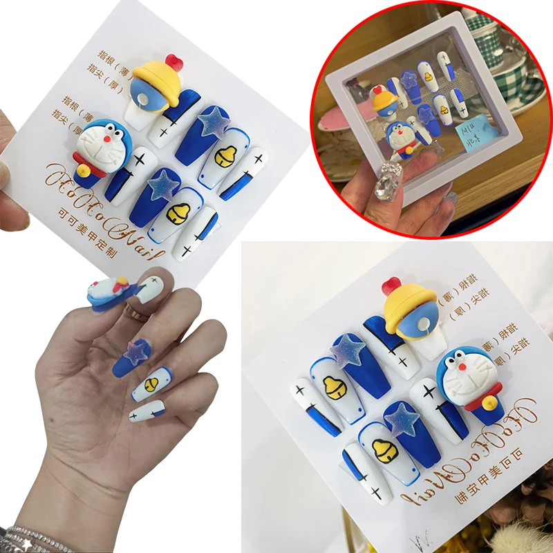 

Doraemon Cute Girl Wearing Armor Anime Style High Clean Pure Handmade Female Student Detachable Resin 3D Nail Art Birthday Gift