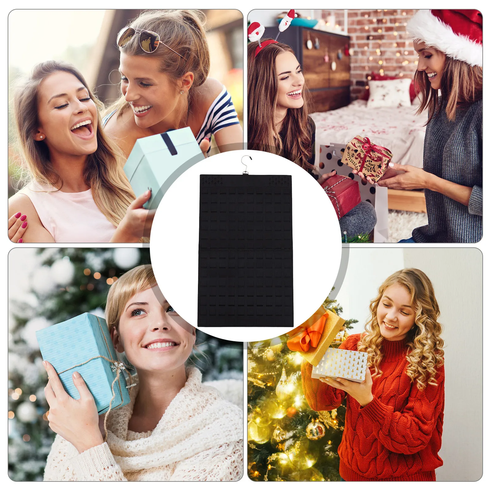 

Двусторонняя подвесная сумка-органайзер для украшений с множеством карманов для хранения ожерелий, серег, браслетов, настенный органайзер для дома и декора